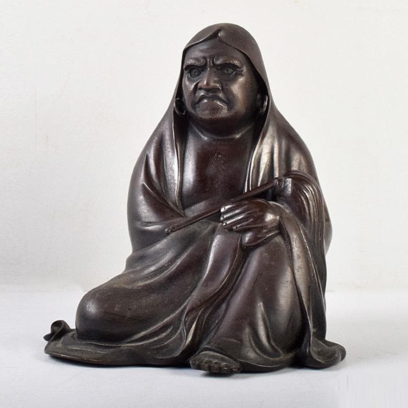 東京銅器　金工師　正之造　古銅鋳銅　達磨像　置物　約3.75㎏　Y　R9467