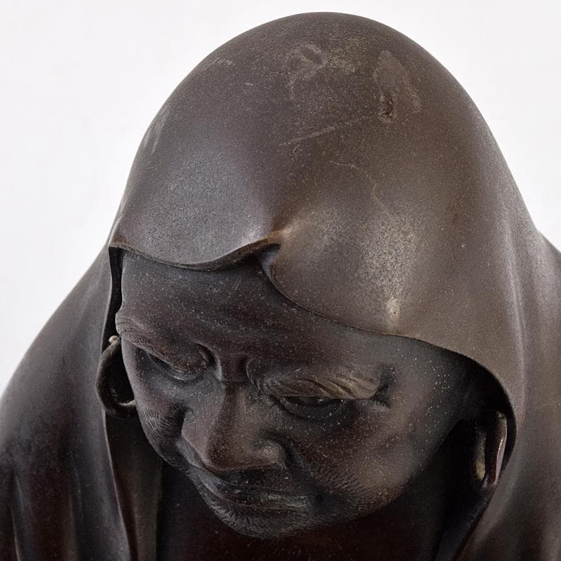 東京銅器　金工師　正之造　古銅鋳銅　達磨像　置物　約3.75㎏　Y　R9467