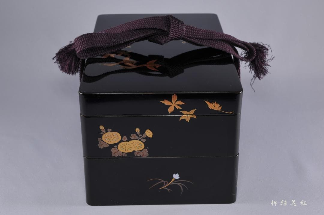 桃舟 鳳凰花蝶蒔絵 納戸硯箱 共箱