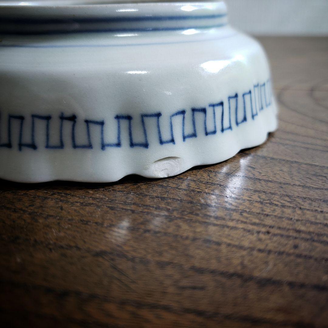 小皿　染付　花弁縁　丸窓　松竹梅　縁文　雷文　訳あり　明治　大正　古伊万里　ロ号