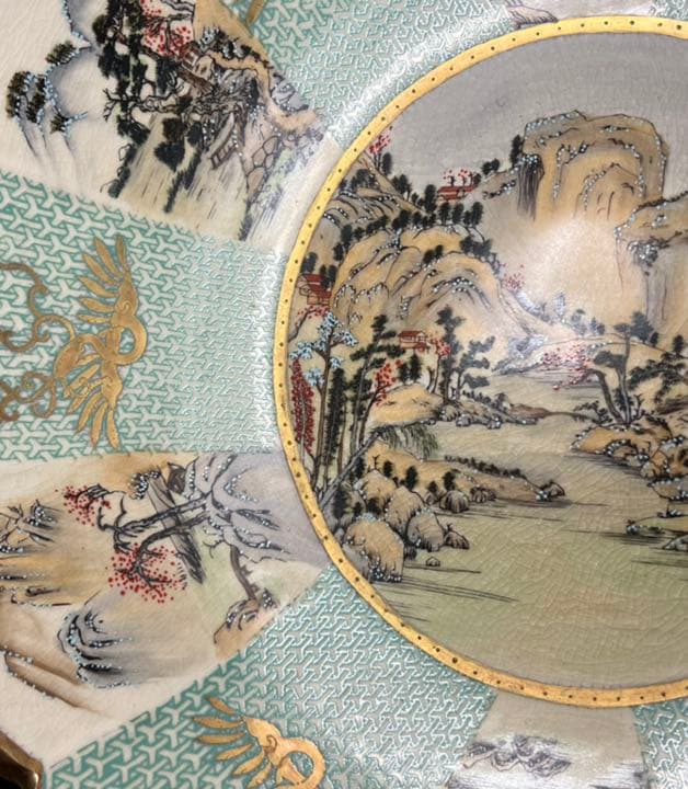 【エビス】京薩摩 大皿 大鉢 薩摩焼 大日本京文賓都林山 極細密本金手描き絵付