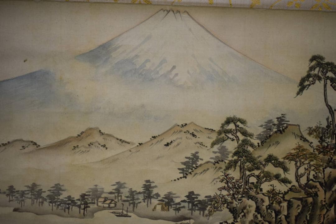 模写/狩野伊川院/山水人物図/横物/大幅/布袋屋掛軸HJ-845