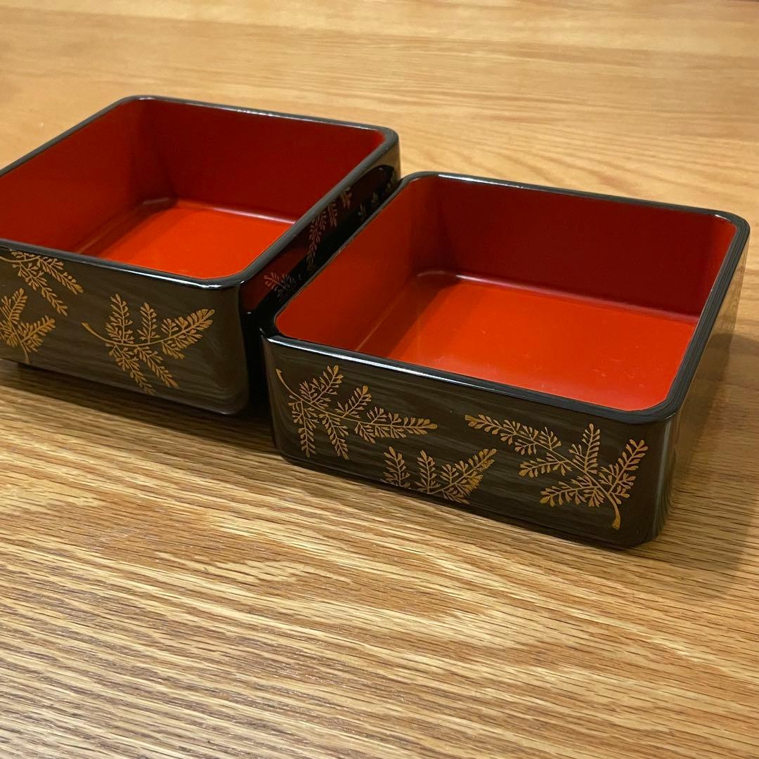 【未使用】祖雅堂 会津白木屋漆器店謹製•2段小重 12×12 •多用途•和モダン