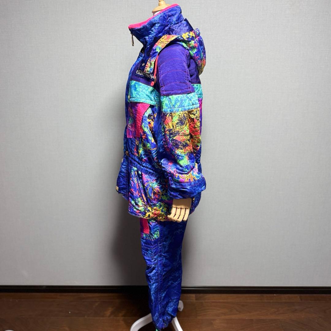 エレッセ　日本製 スキーウェア上下セット 90s レトロ 総柄 ゴールドウイン