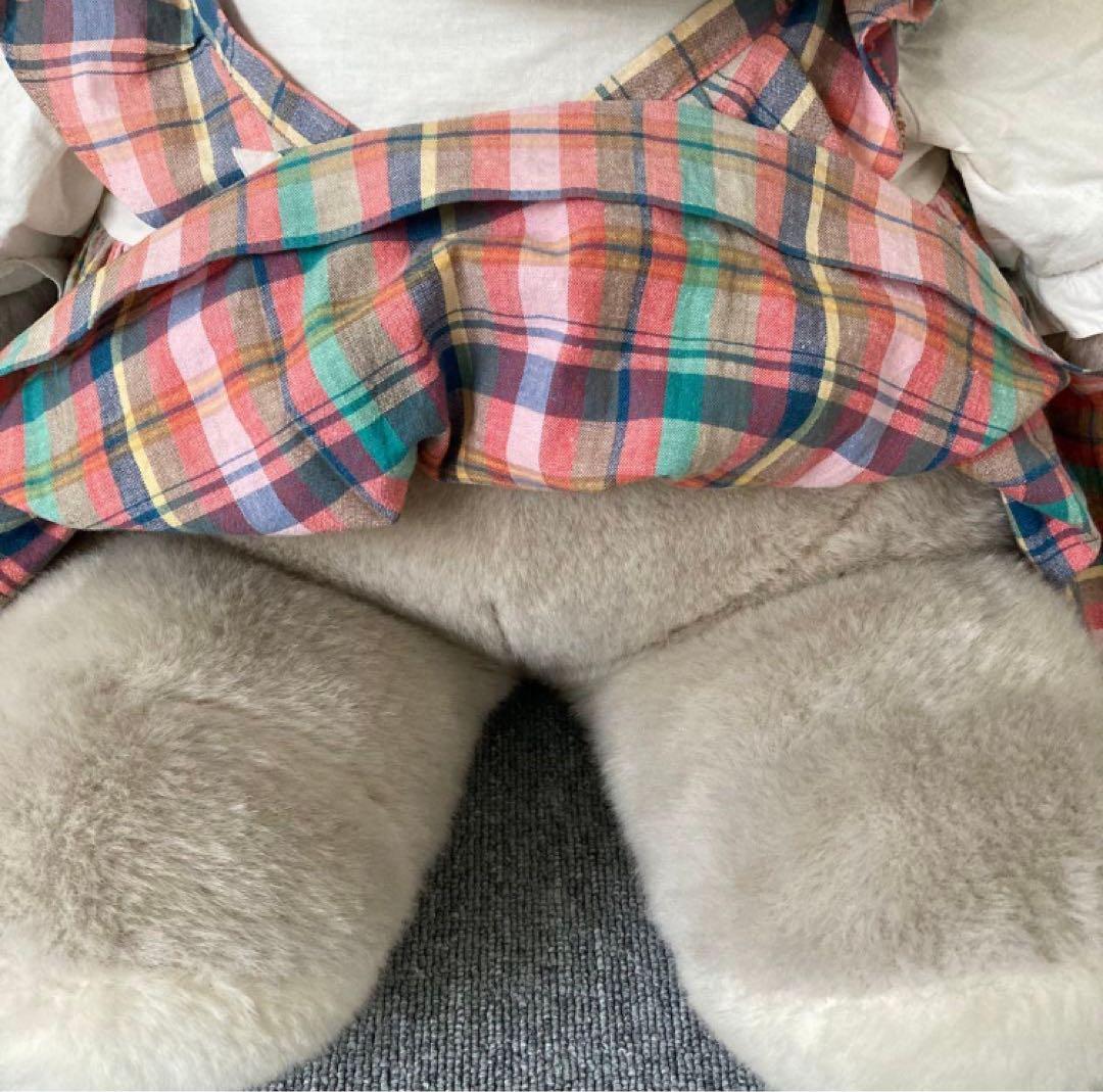 ★昭和レトロ★吉徳　グレーのうさぎ　ぬいぐるみ チェック柄ドレス