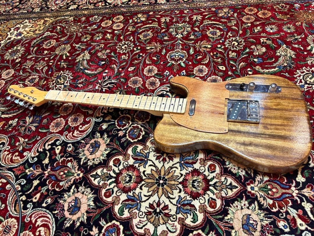 ノーブランド　テレキャスター　杢目調　ブラウン