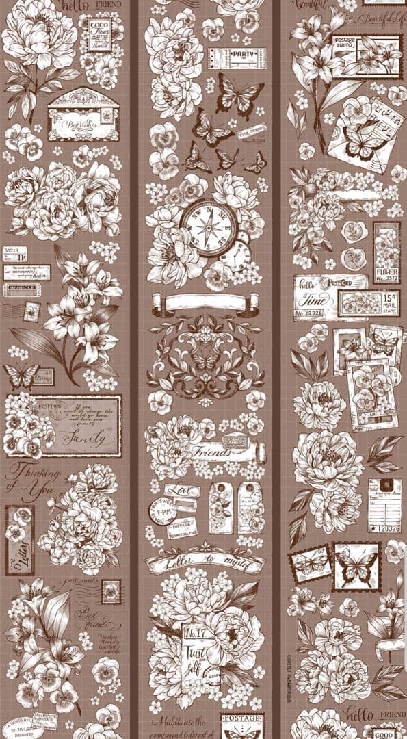 海外 PETテープ マスキングテープ ヴィンテージフラワー