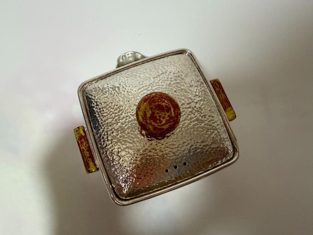 純銀製 四面取 波文様 急須 銀瓶 煎茶道具