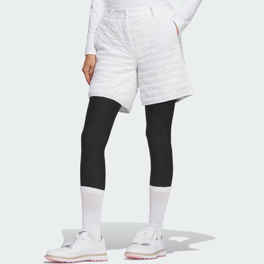 【S】秋冬 定価34,100円 アディダス ゴルフ 中綿 キルト セットアップ白