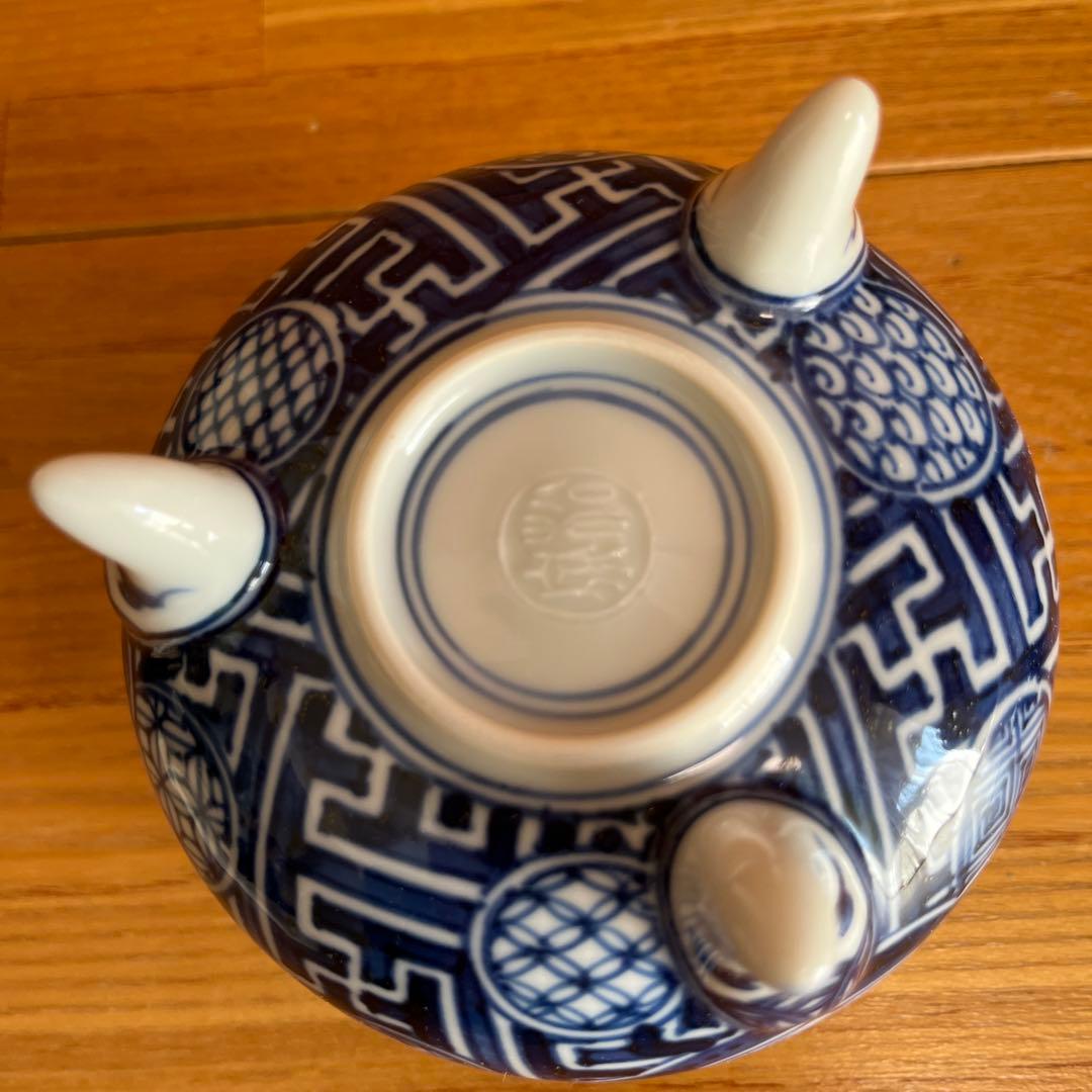 松泉　京都　日吉窯　染付山水　香炉