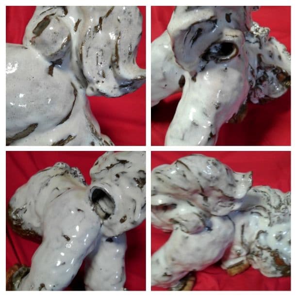 作家物　陶器　「白獅子」　置物