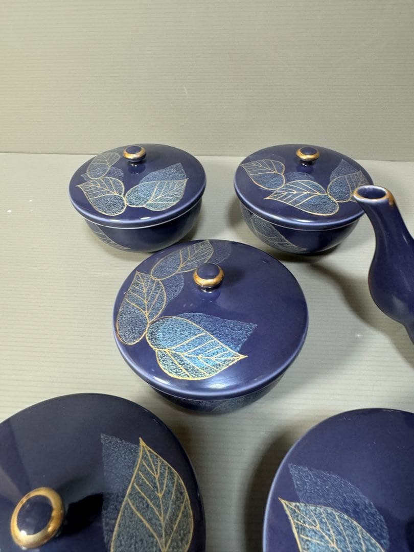 2265 九谷焼　茶器セット　急須1客　湯呑蓋付5客　未使用