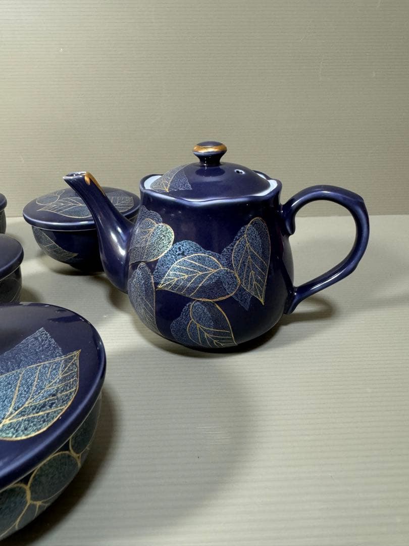 2265 九谷焼　茶器セット　急須1客　湯呑蓋付5客　未使用
