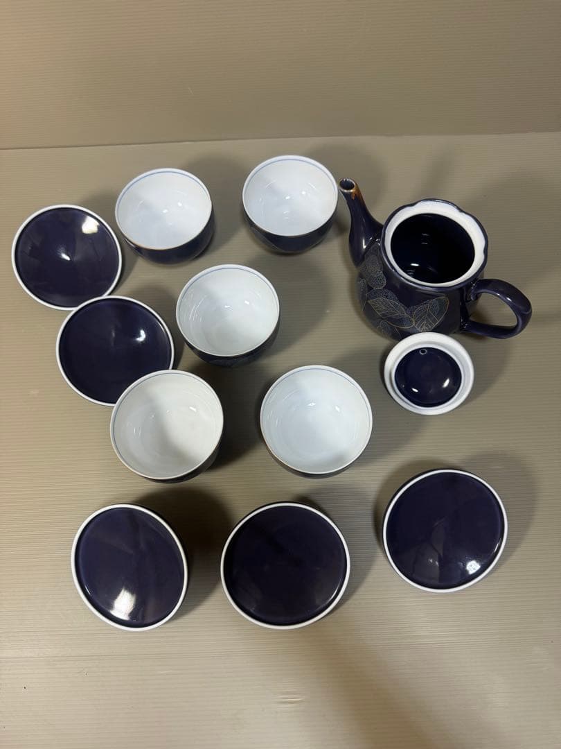 2265 九谷焼　茶器セット　急須1客　湯呑蓋付5客　未使用