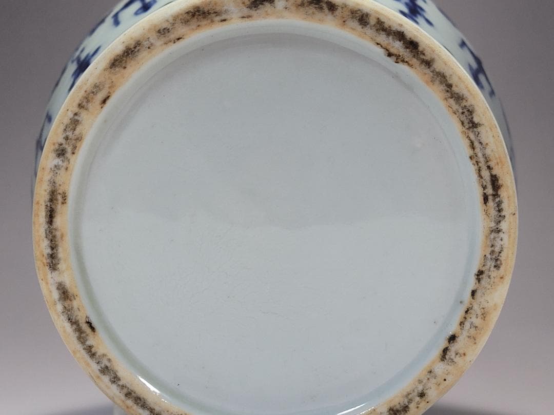 染付 吉祥花紋 花瓶 明清時代 高さ約17.7cm