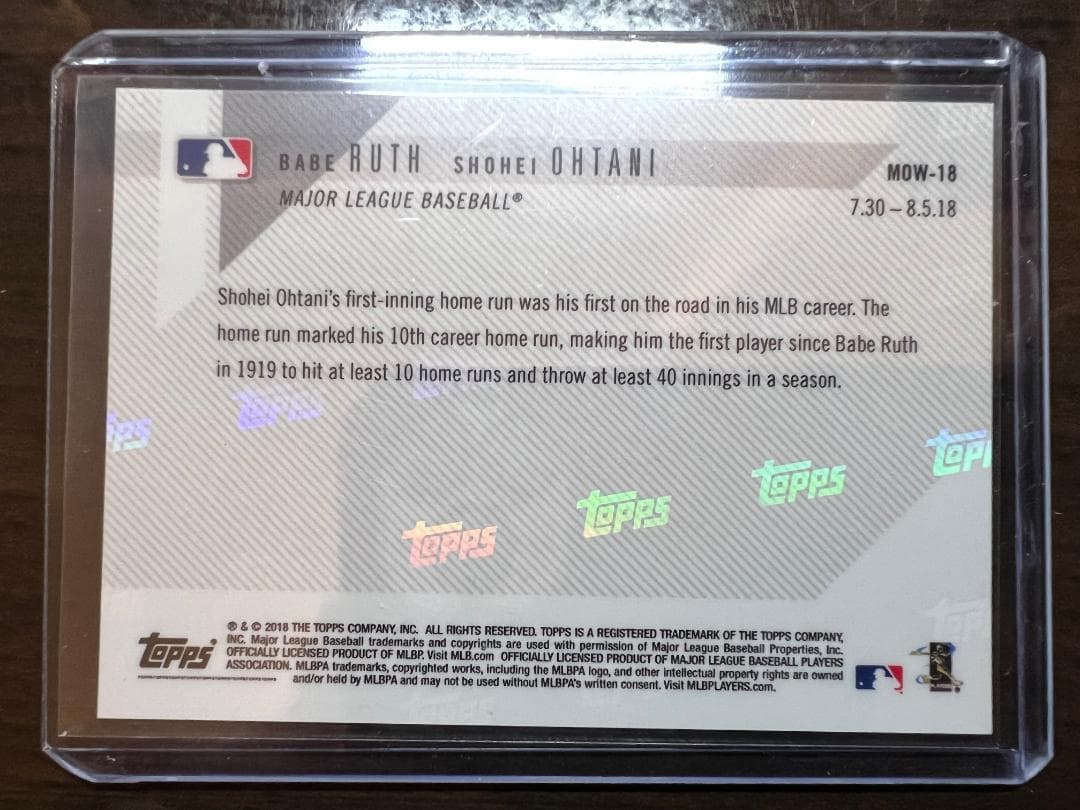 ベーブルース＆大谷翔平 2018 限定版 ROOKIE Card 2