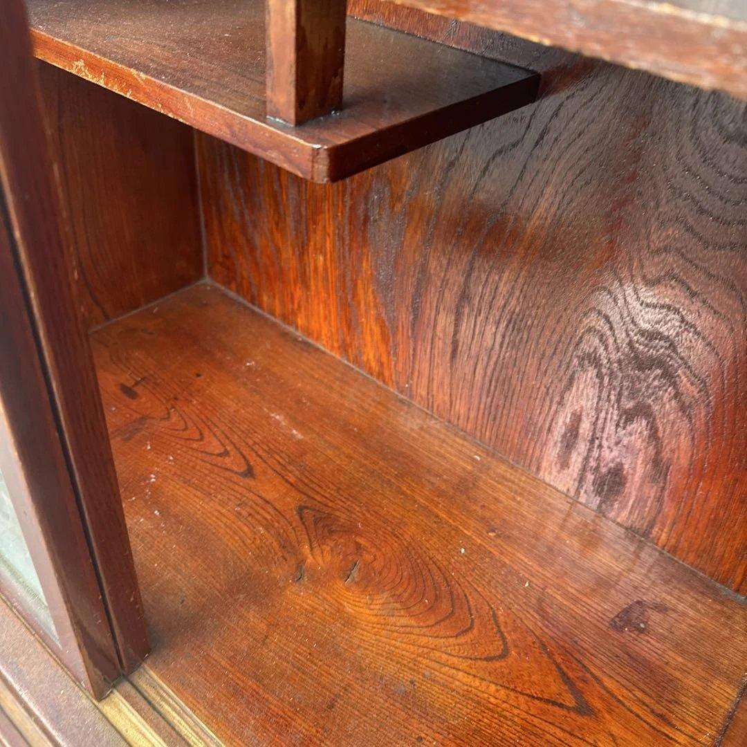 m*k様 昭和レトロ　茶箪笥　木製キャビネット 赤褐色 ガラス扉付き