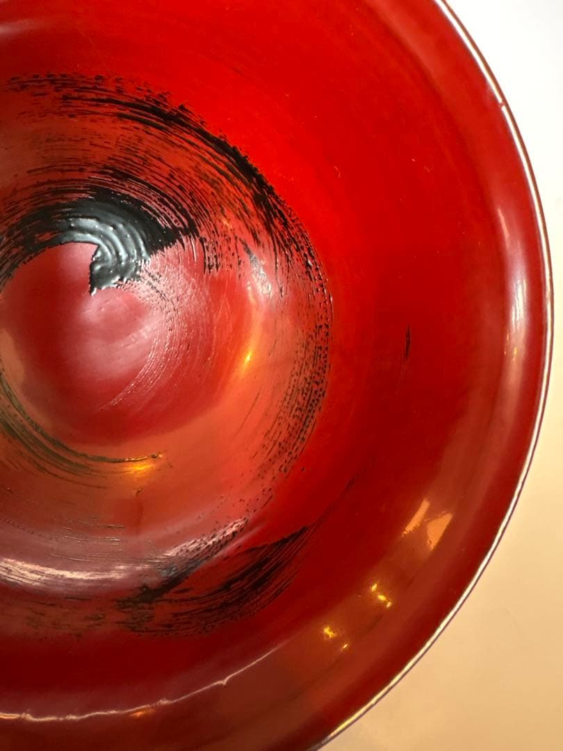 瀬戸國勝　漆器　朱地黒漆八カ目　椀　未使用品