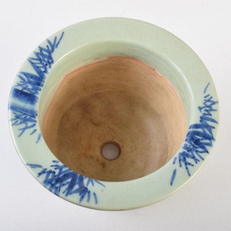 瀬戸焼　古瀬戸　青磁染付　竹文鉢　植木鉢　C　8792