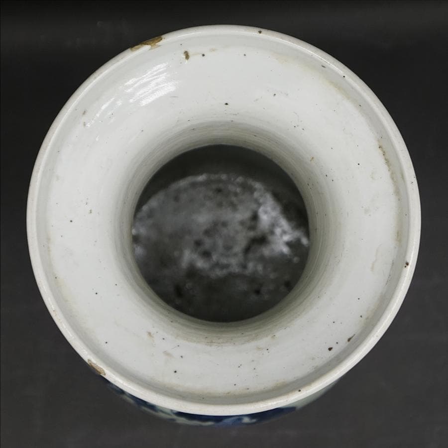 中国古玩 双耳付染付花瓶 唐物 壺 花生 高さ43cm 時代 骨董 中国美術