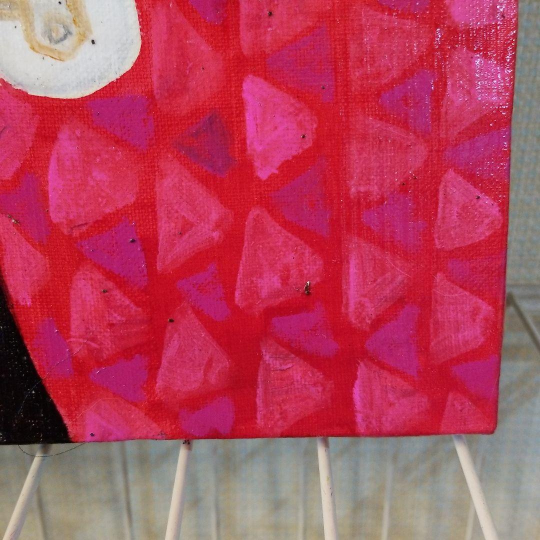 油絵　くーちゃん　バッグをたくさん持つ鳥