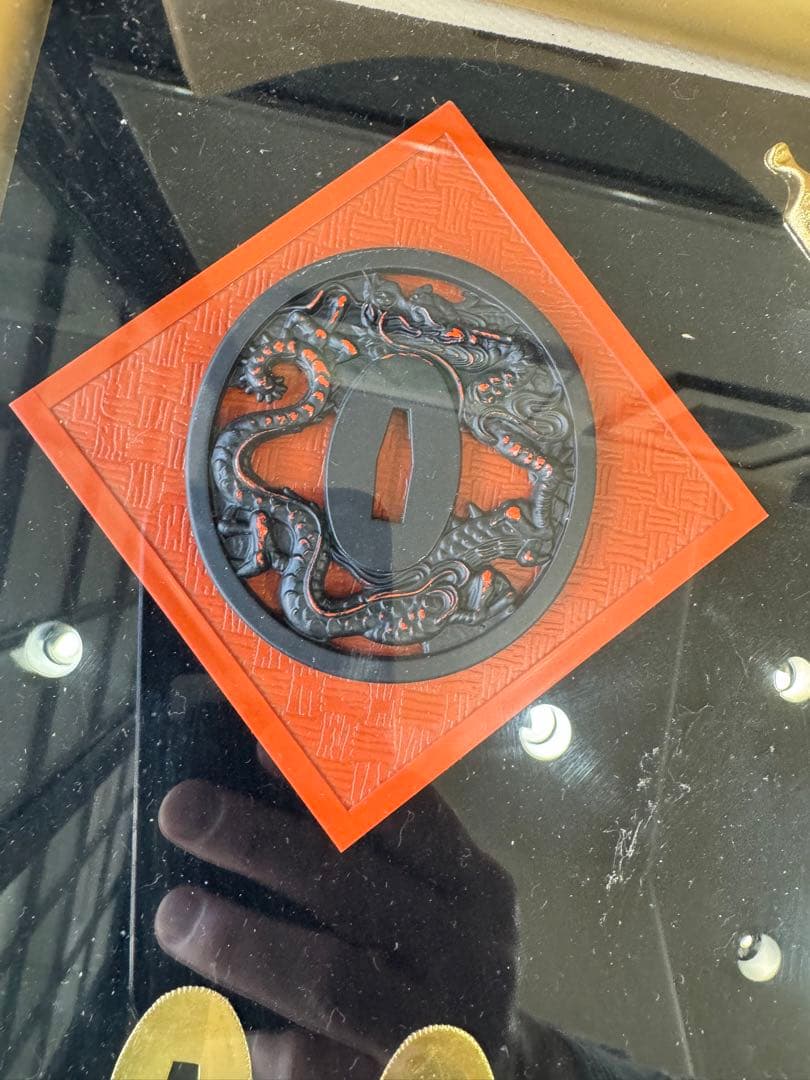 武家三大家家紋 徳川 織田 豊臣 名刀額飾り　模造刀　鍔　刀