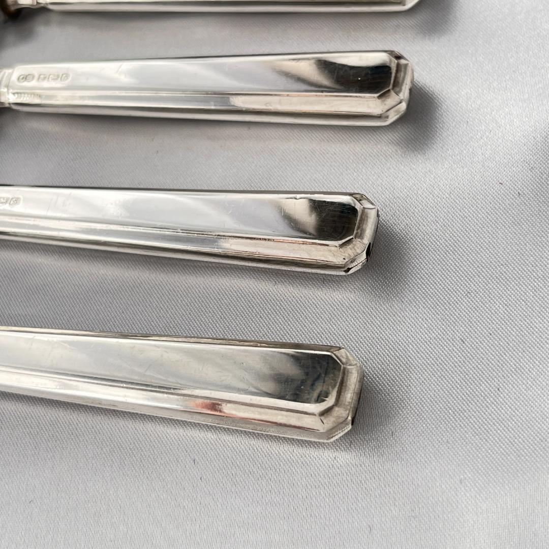 【John Biggin】【純銀ハンドル】 Art Deco ティーナイフ 6本