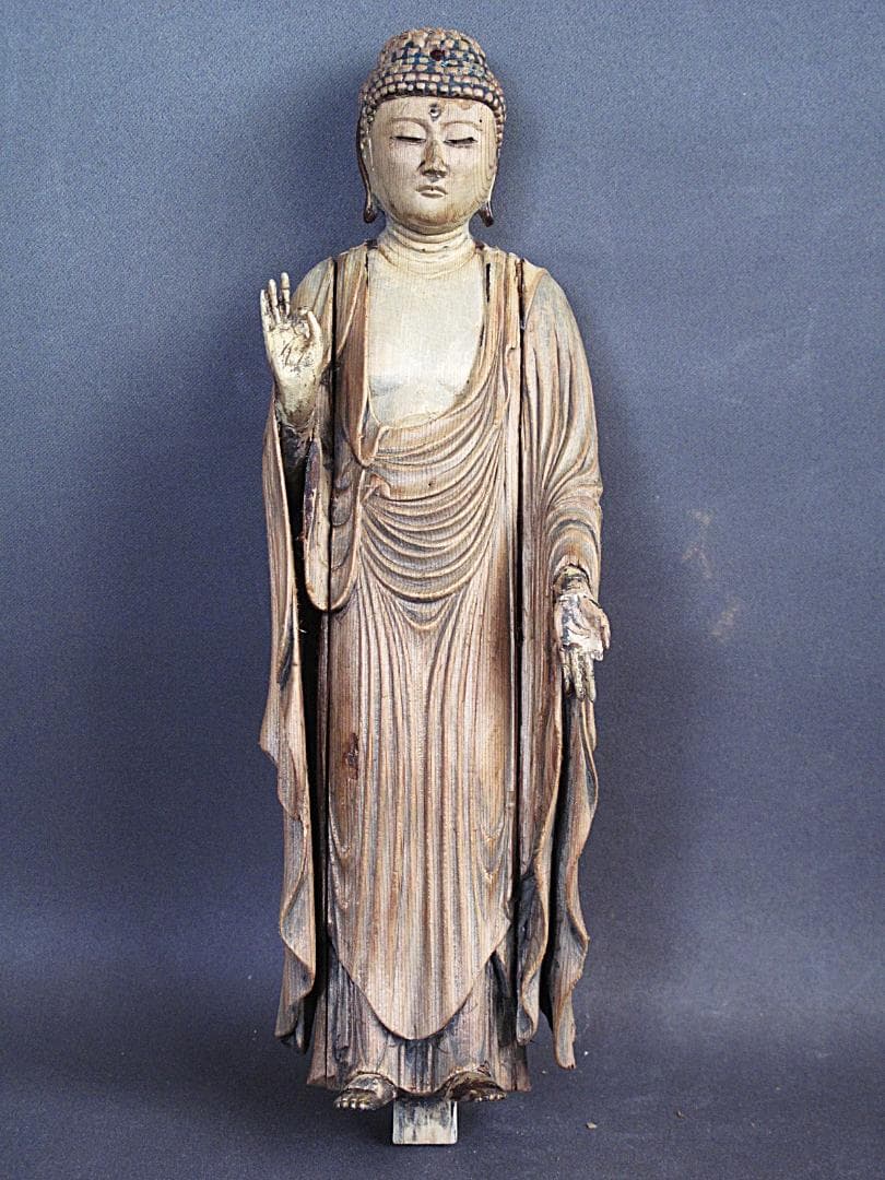 珍しい像!!『玉眼寄木造り 分解 阿弥陀如来像』総高30㎝ 像高26.5㎝