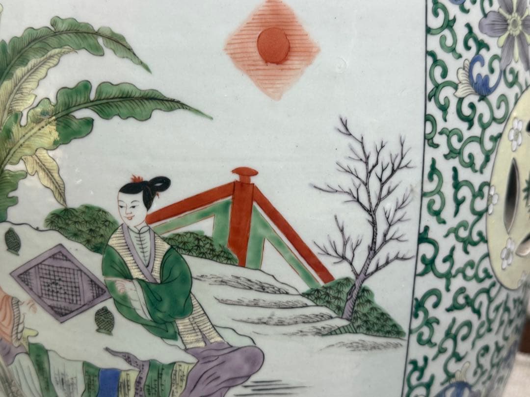 中国　粉彩人物圖　墩② 送料込み260206