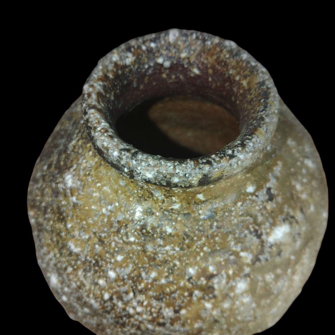 古信楽焼　灰被蹲る　窯変　花入れ　鑑賞用