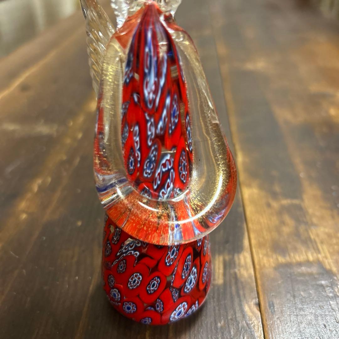 ムラーノ　Ferro & Lazzarini ミルフィオリ 天使　赤×ブルー