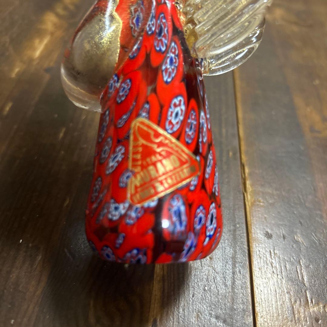 ムラーノ　Ferro & Lazzarini ミルフィオリ 天使　赤×ブルー