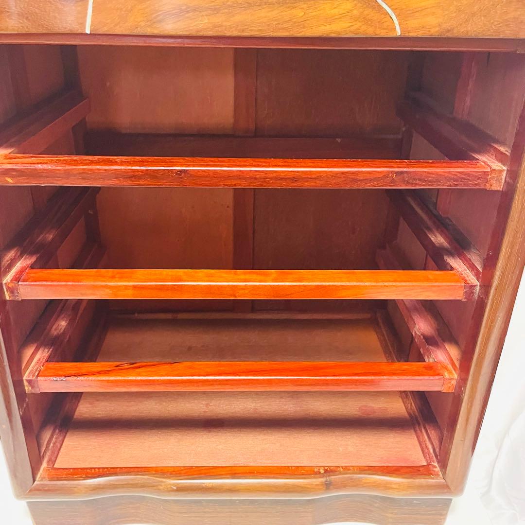 唐木 カリン 無垢材 螺鈿細工 5段チェスト