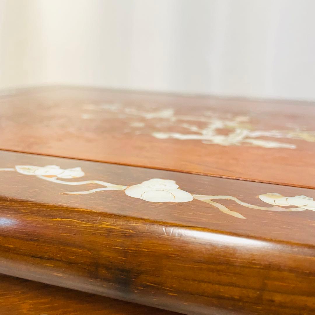 唐木 カリン 無垢材 螺鈿細工 5段チェスト