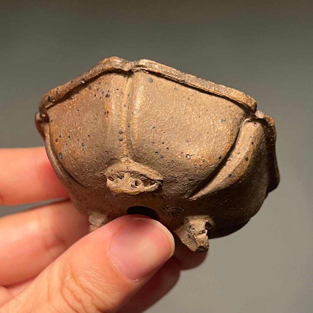 798.夢陶 紫泥雲足輸花 豆鉢 盆栽鉢 植木鉢 6.7*6.3*2.6cm