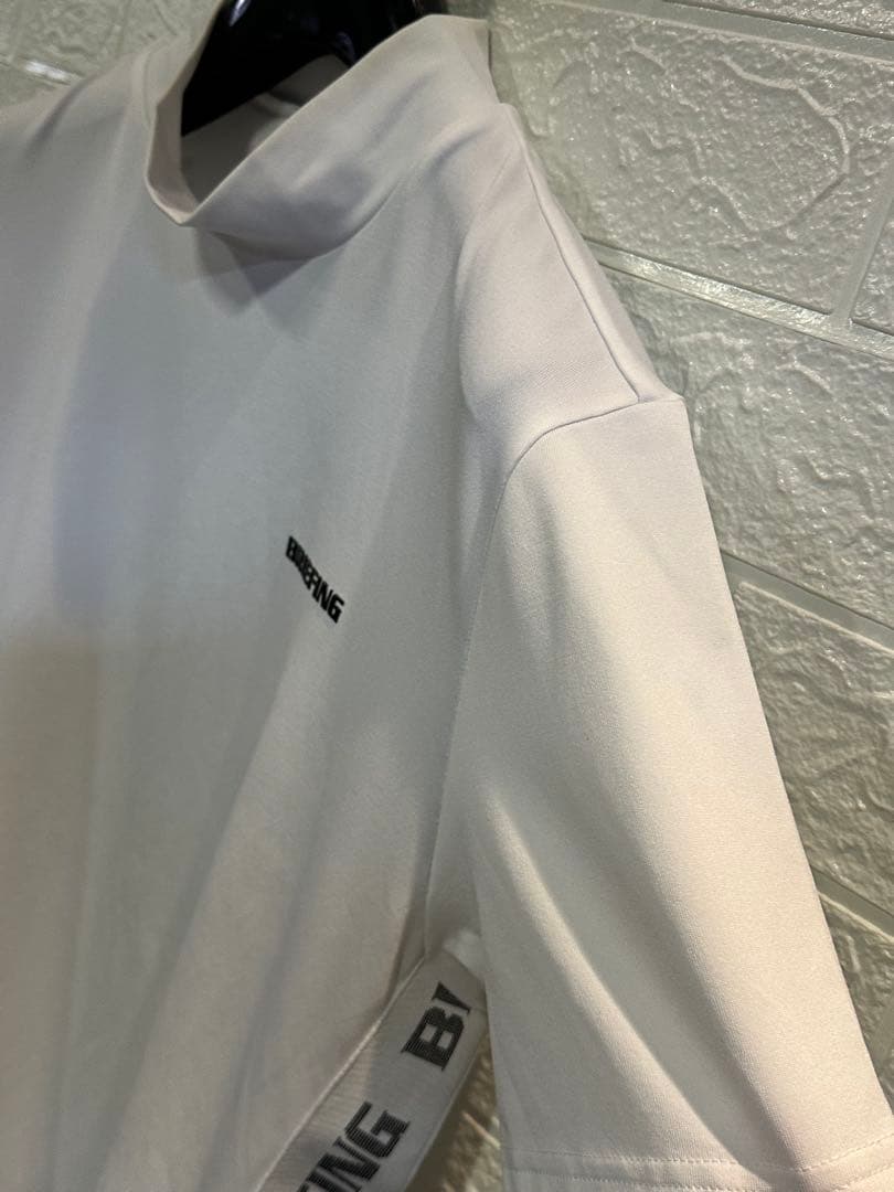 BRIEFING ブリーフィング ホワイト モックネックシャツ サイドロゴライン