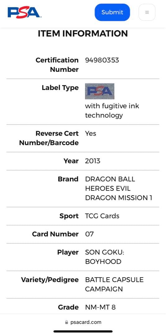 世界1枚 PSA8 ドラゴンボール 孫悟空 少年期 トレカ DRAGONBALL