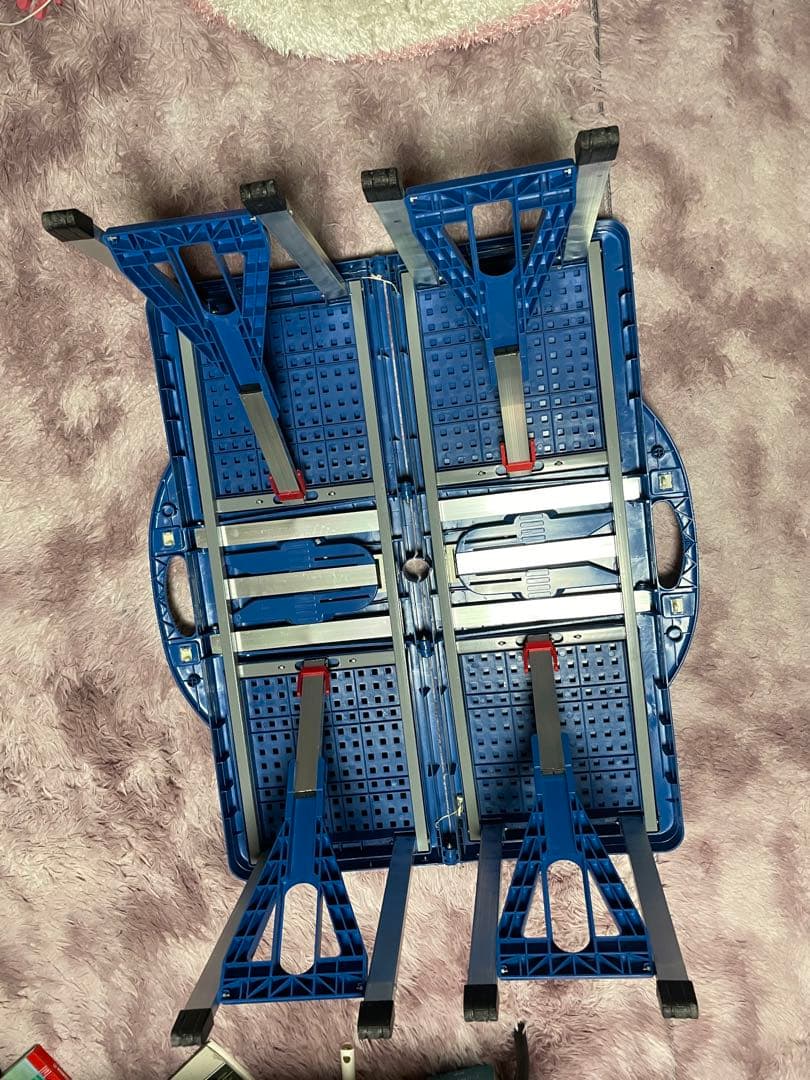 青 折りたたみ式アウトドアテーブル 約120cm x 60cm