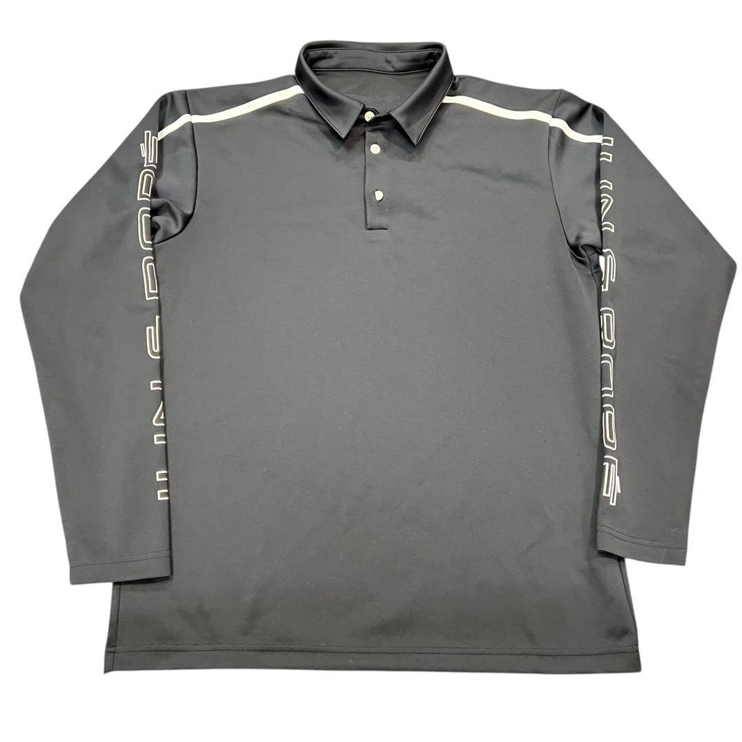 【美品/L】JUN&ROPE ジュンアンドロペ 長袖ポロシャツ 黒 ゴルフウェア