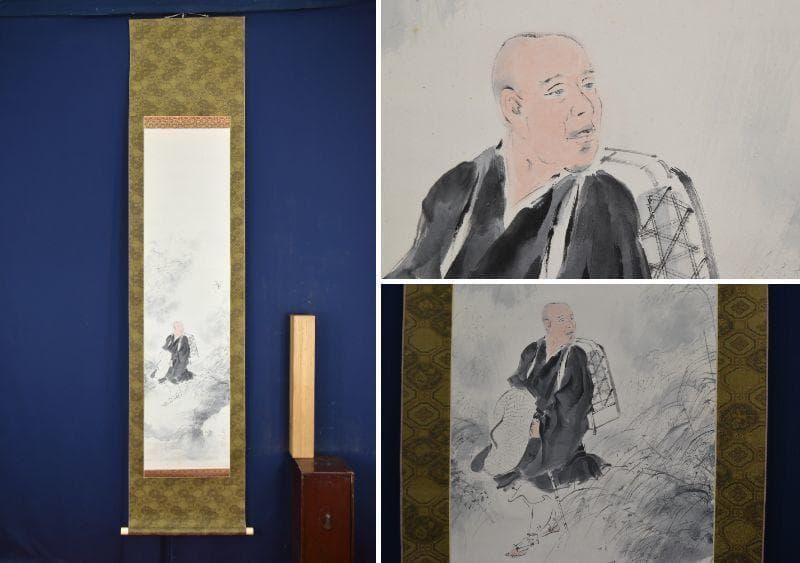 【真作】青嵐/和尚放鳥図/掛軸☆宝船☆AB-443