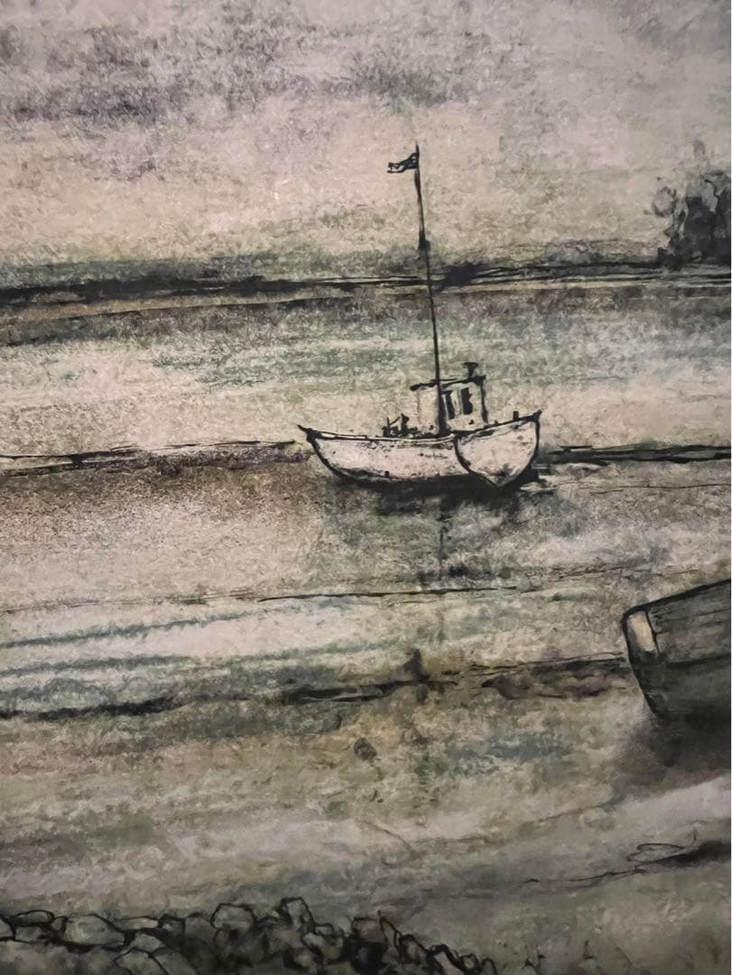 ガントナー 浜辺の小舟 額縁 アート インテリア