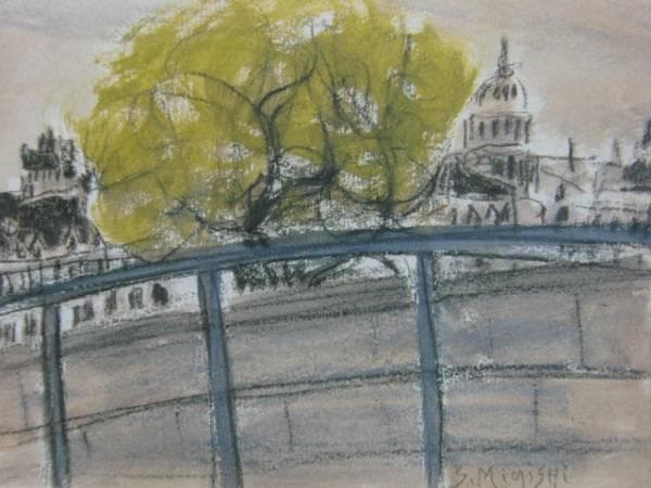 三岸節子、【パリ（サンルイ島）】、希少なデッサン・画集画