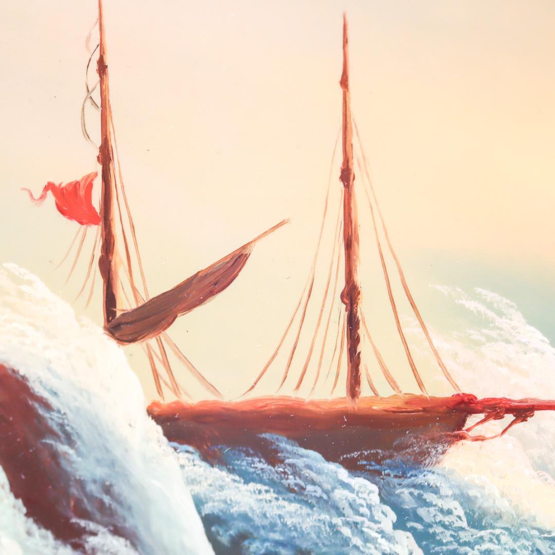 漆塗り フェドスキノ ソ連 海の嵐 壁掛け