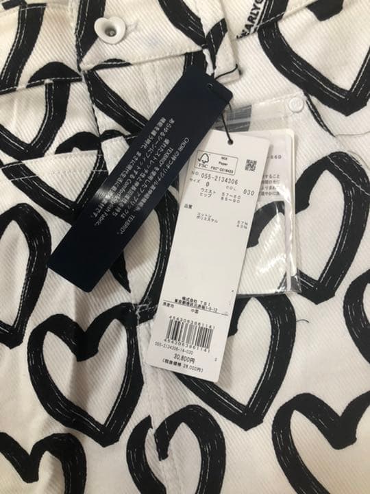 パーリーゲイツ ストレッチスカート 落書きハート柄プリントサイズ0