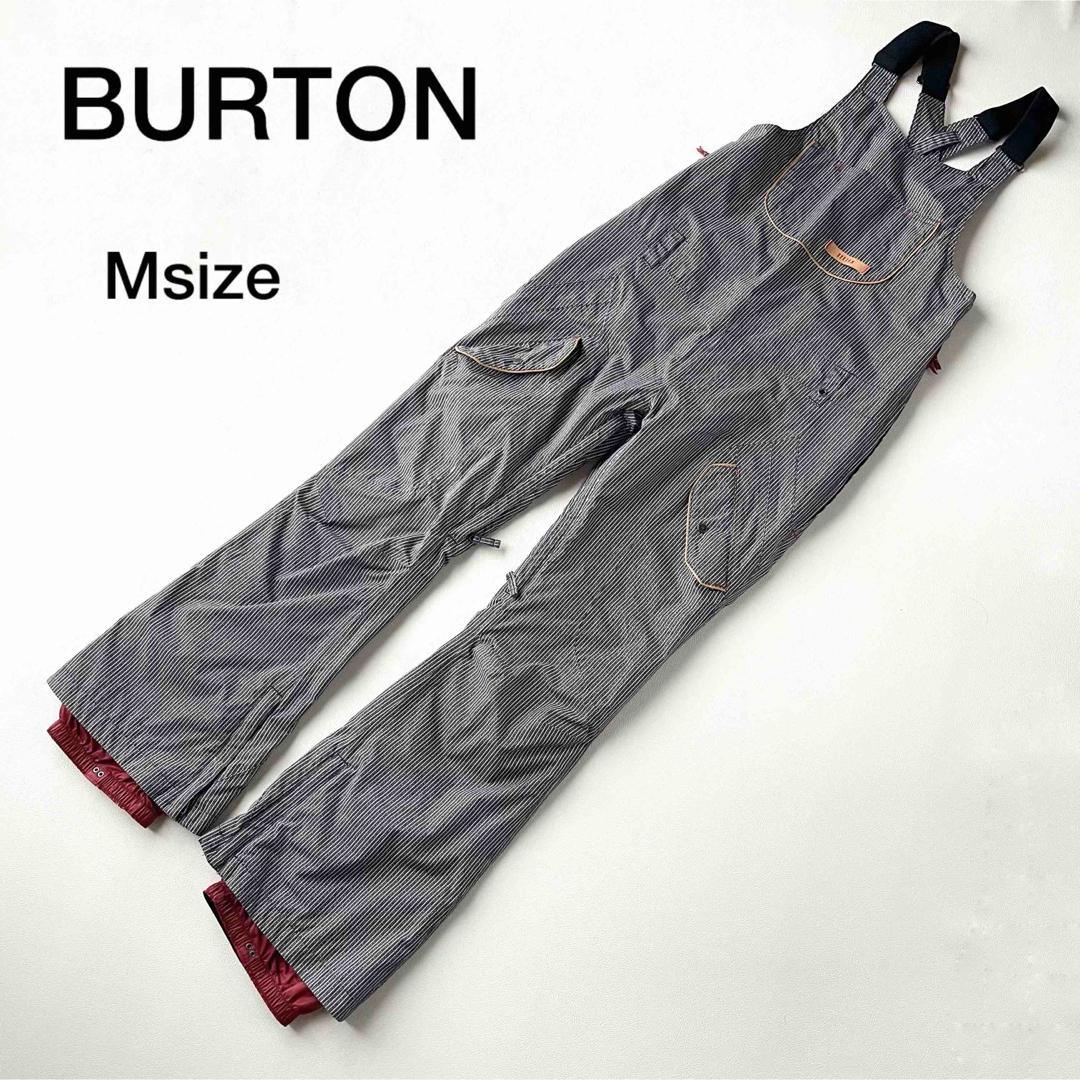 5463【美品】バートン　ビブパンツ ストライプ ヒッコリー ポーチ付き