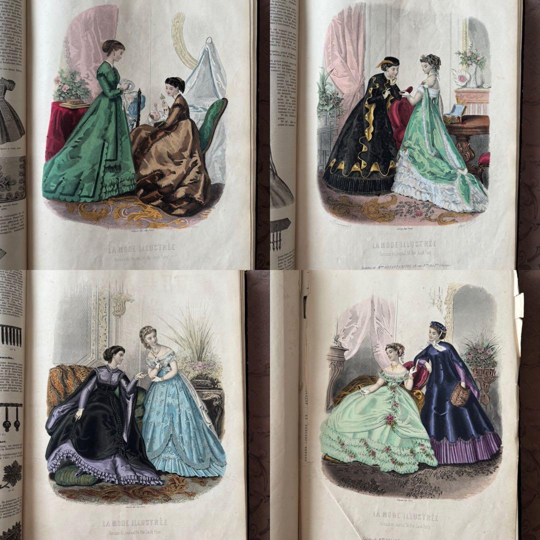 フランスアンティークファッションプレート合本 モード銅版画1867年