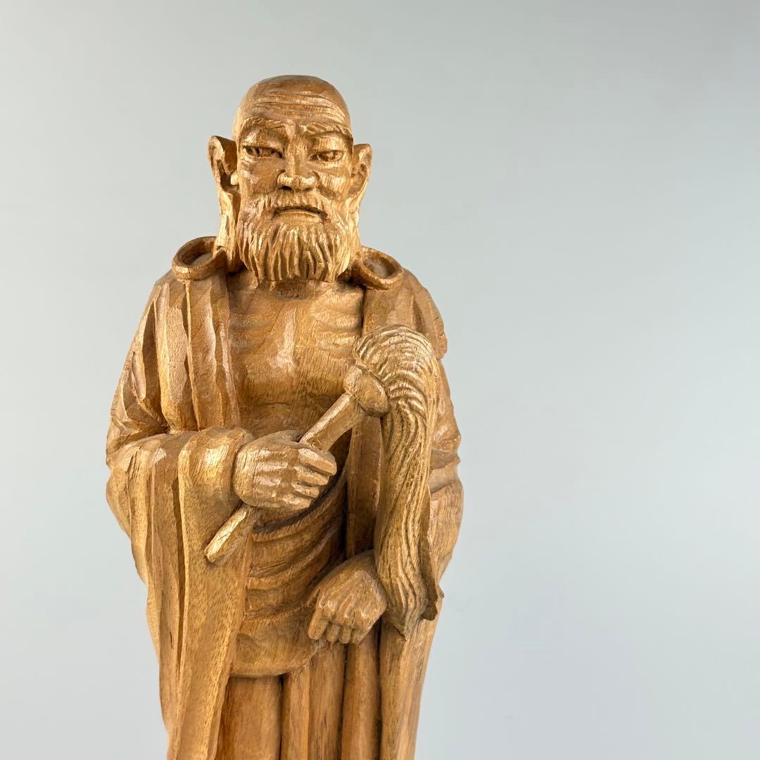 古美術 作家物 在銘 達磨 木彫 人物像 彫刻 アンティーク