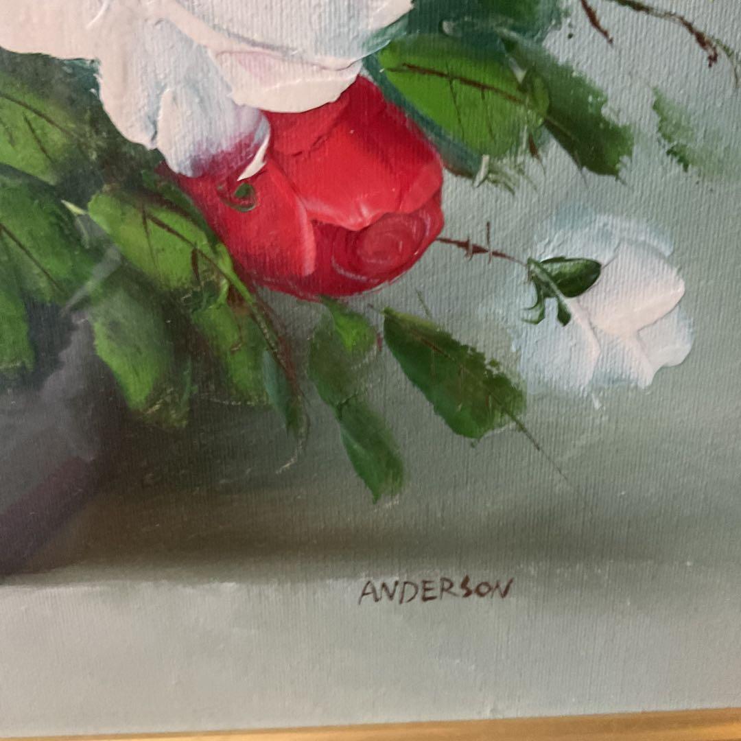 油彩画 肉筆 状態良好 木枠額装 前面ガラス 【ANDERSON】