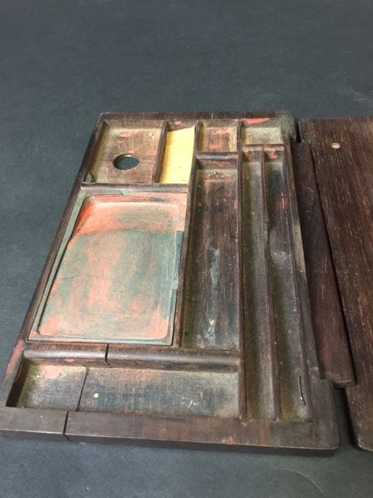 紫檀唐木 文房四寶 文具箱硯入れ 年代物
