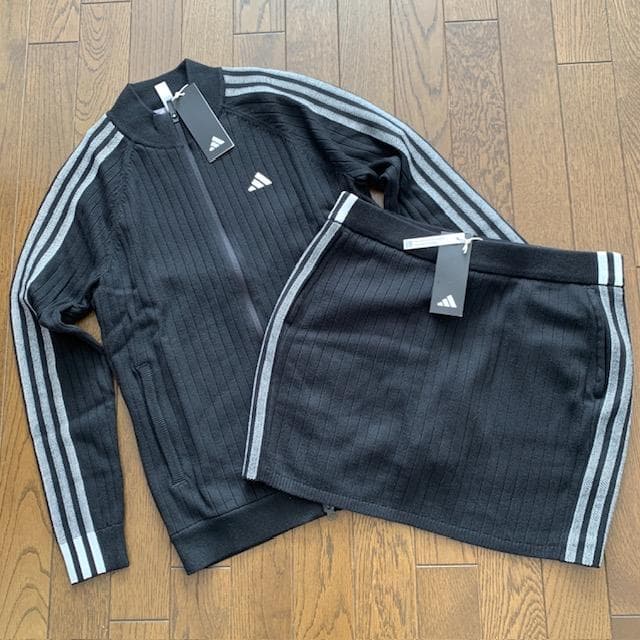 アディダス　ゴルフ　防風　セーター　ニットスカート　上下　レディースXL　黒